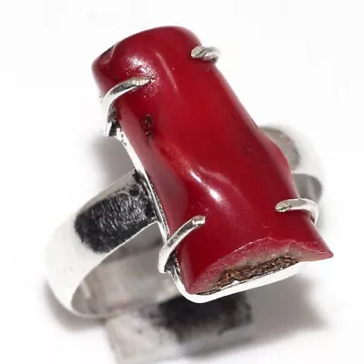 925 Silver Plated-Bamboo Coral Ethnic Gemstone Ring Jewelry US Size-10 MJ • $2.99