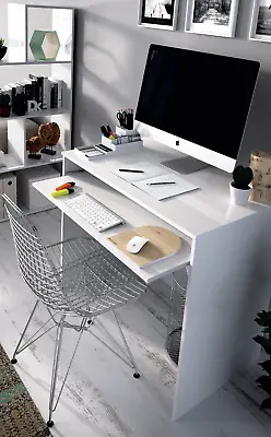 IJOY Kids Computer Table Workstation Desk In Satin White With Keyboard Shelf • £77.99