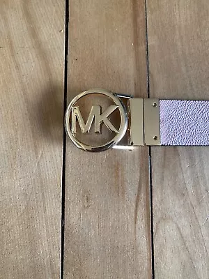 Michael Kors Reversible Logo Leather Belt Size Small Light Pink/White • $24.99