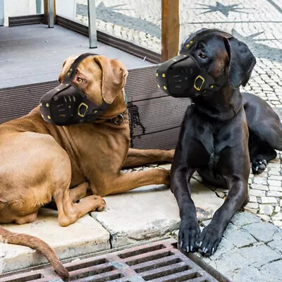 £35.99 • Buy Large Dog Leather Muzzle Adjustable German Shepherd Pitbull Boxer Secure Basket