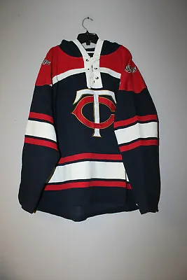 New MLB Minnesota Twins Old Time Jersey Style Mid Weight Cotton Hoodie Men's S • $71.99