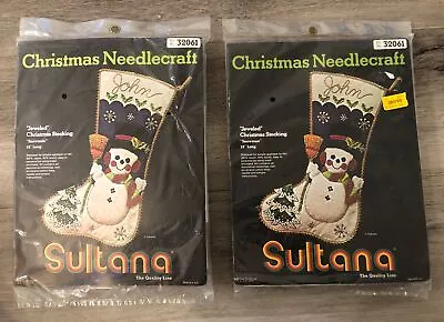 Two Unopened Vintage Sultana Jeweled Christmas Stocking Kits 32061 Snowman Cute! • $26