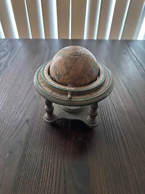 Vintage Old World Zodiac Astrology Wooden Desktop Globe W/ Stand - Made In Italy • $34.99
