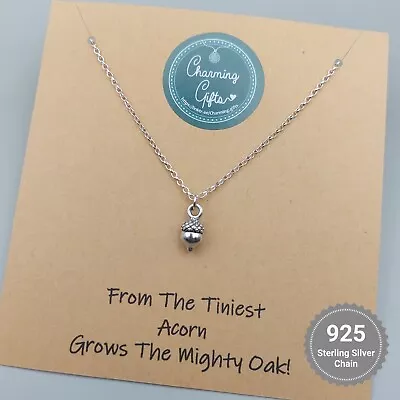 Acorn Silver Necklace Tibetan Silver Personalised Message Jewellery Gift. • £9.50