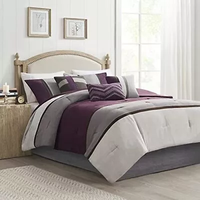 Palisades Comforter Set Modern Faux Suede Pieced Stripe Design All Season Do... • $121.32