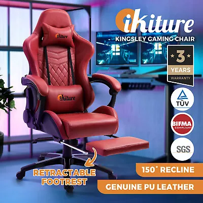 $199.90 • Buy Oikiture Gaming Chair Office Computer Chairs Footrest Executive Seat PU Leather