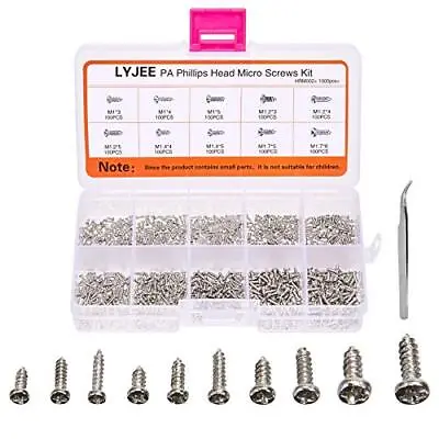 1000Pcs Mini Screw Kit M1 M1.2 M1.4 M1.7 Phillips Pan Head Micro Screws Self-Tap • $12.29