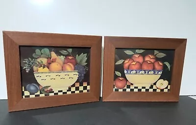 VTG Set Of 2 Folk Art Diane Ulmer Pedersen Apples & Mixed Fruit Bowls Art Prints • $40