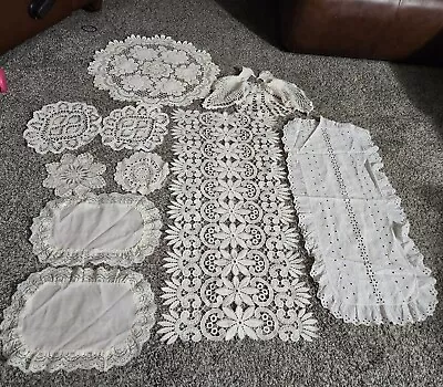 Vintage LACE Table Runner Crochet Doily Lot Of 10 • $20