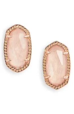 Kendra Scott Ellie Rose Gold Blush Wood Stud Earrings • £30