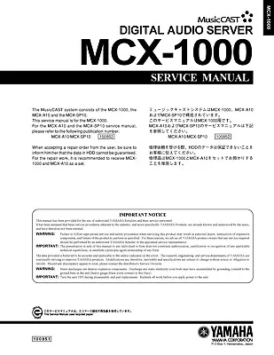 Service Manual Instructions For Yamaha MCX-1000 • $18.51