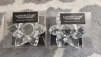 Lotus Styled Crystal Candle Holder Landon Tyler X 2 Dining Tableware • £13.19