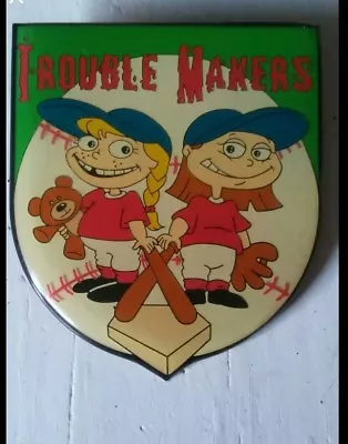 -trouble Makers- Softball *girls* Brooch Lapel Pin 2.1/8  X 2.1/2  • $12