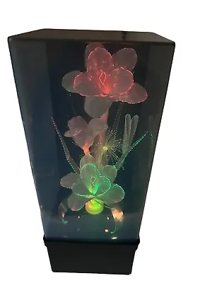 Vintage Fiber Optic Color Changing Electric Flower Light With WInd Up MusicBox • $44.99