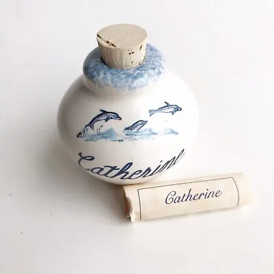 Catherine Dolphin Ocean Name Meaning Bud Vase Trinket Shelf Decor • £9.54