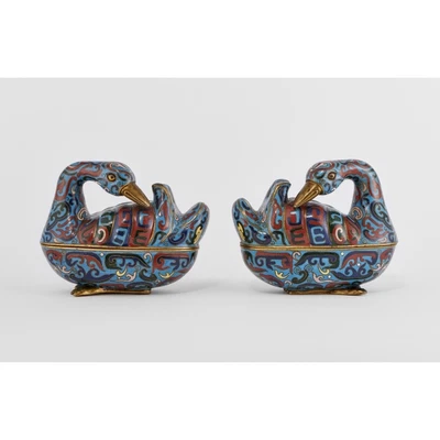 £1914.72 • Buy Antique 19th Chinese Qing Cloisonné Bronze Pair Of Boxes
