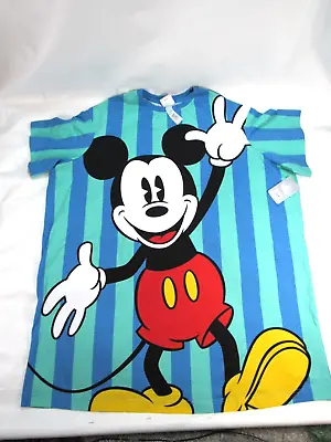 NWT Disney Mickey Mouse T-Shirt Nightgown - Striped - 2X - Blue/Teal • $19.99