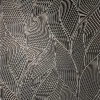 Embossed Bronze Metallic Faux Fabric Wave Lines Textured Contemporary Wallpaper • $4.35