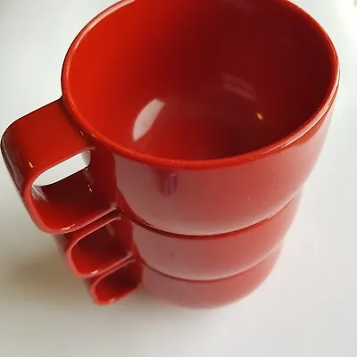 Italian Style Red Cups Set Melamine Retro Plastic 6cm Stackable 1980s Italy VTG • £11.95