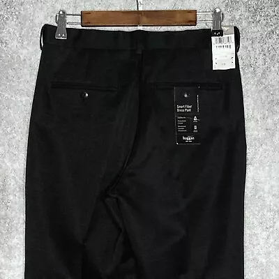 $60 Haggar Mens Smart Fiber Dress Pants 30 X 30 Expandable Waist Black Textured • $22.43