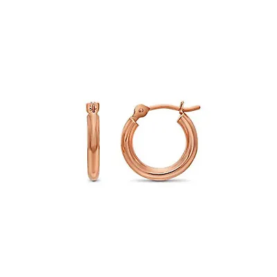 14K Real Solid Gold Shiny Polished Baby Round Creole Hoop Earrings Small Sizes • $54.99