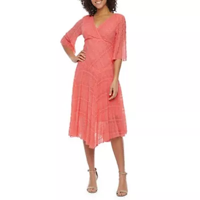 Rabbit Rabbit Rabbit Lace Midi Dress Size 16 Soft Coral SPRINGTIME MSRP $79 NWT • $19.99