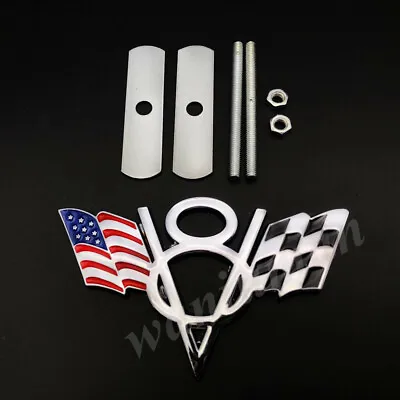 3D Metal Chrome Car V8 Vintage USA Flag Grille Grill Emblem Badge Stickers • $9.90