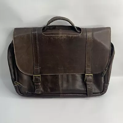Samsonite Leather Briefcase Laptop Messenger Bag Dark Brown NO Shoulder Straps • $34.99
