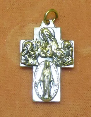 Scapular Cross Jesus Mary Joseph St Christopher Catholic Medal Pendant Italy A • $12