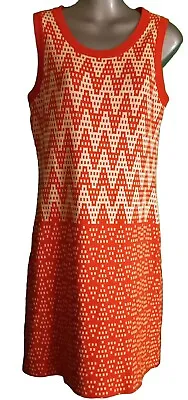 Milly Of New York MEDIUM Orange White Knit Sheath Dress. Silk Blend • $28.50