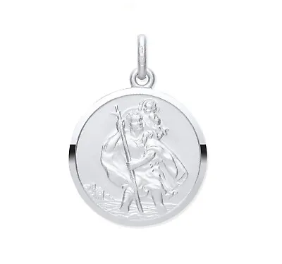 MEN'S Sterling Silver Large St Christopher Pendant - 28mm Diameter (Huge) • £21.95