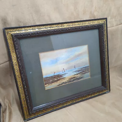 Vintage Antique Quayside Norfolk Coast Seaside Picture 1960s Impressionist • £68.30