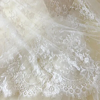 3 Meters Chantilly Lace Fabric Floral Eyelash Lace  For Shorts Evening Dress • £19.99