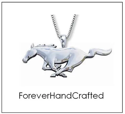 ForeverHandCrafted MUSTANG Necklace - Silver Large Pendant Stallion Horse Pony • $12.99