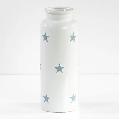 30cm Tall White Grey Stars Ceramic Vase Flowers Artificial Table Home Decoration • £18.95