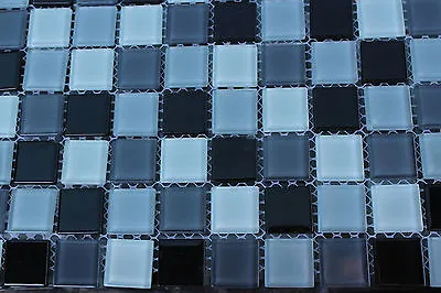 10 SHEET Black White Mosaic Tile Mesh Glass Stone Bathroom Kitchen Backsplash • $69.99