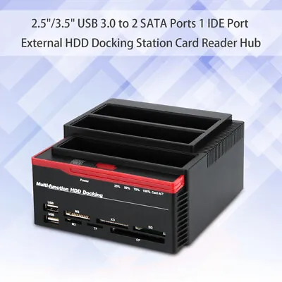 Triple-Bay SATA IDE HDD Docking Station 2.5''/3.5'' Hard Drive USB Card Reader • $52.99