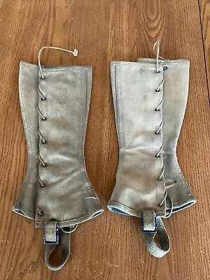 1944 WW2 WWII Military Canvas Boot Gaiters Spats Covers Gregory & Read Co Sz 2 • $29.96