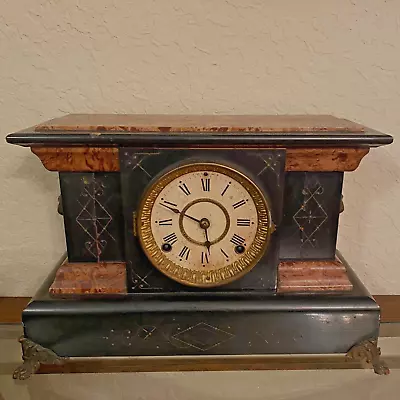 Antique Seth Thomas Mantel Clock Desk Clock Marble Table Clock With Turn Key. • $20