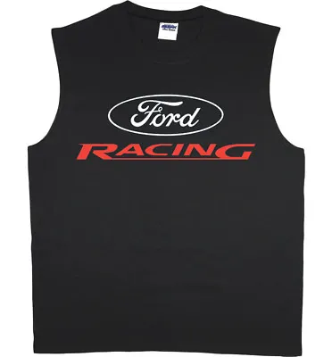 Mens Sleeveless T-shirt Ford Racing Decal Design Mustang Muscle Tee Tank Top  • $13.95