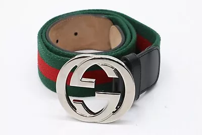 Gucci Interlocking G Pure Web Belt 411924 Size 85/34- Green/Red/Black • $239.99