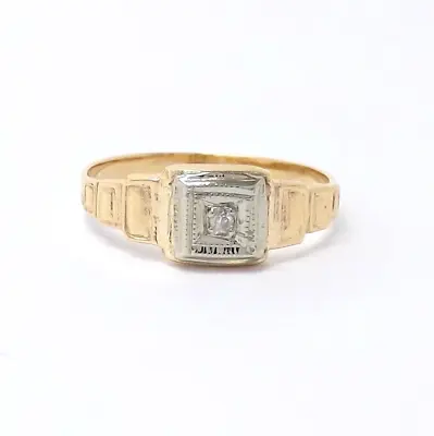 Victorian 10k Gold Genuine Diamond Baby Child Pinky Ring Unisex • $189.05