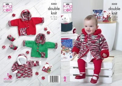£3.99 • Buy Baby DK Double Knitting Pattern Reversible Hooded Duffle Coat King Cole 5352