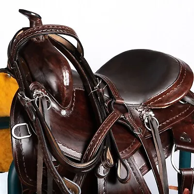 Western Leather Horse Saddle Roping Ranc Pleasure Trail Barrel TACK With Set • $499.99