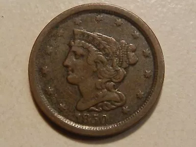 1850 Braided Hair Half Cent Copper Coin • $57