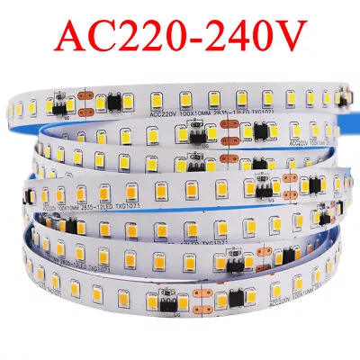 AC 220V 240V Led Ribbon 2835 SMD Led Strip Lights Warm White For Room Decoration • $7.69