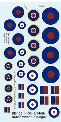 BR-122 - WWII British Aircraft Insignia - 1/100-1/144 Decals • £3.25