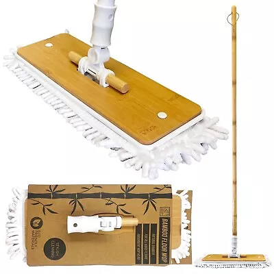 Microfibre Mop Bamboo Head Handle Cleaner Floor Tile Dust Cleaning Wood Laminate • £6.99