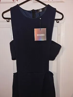 Missguided Sleeveless Cut Out Side Midi Dress Navy 8 • £11