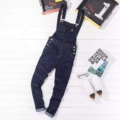 Mens Denim Overalls Slim Fit Jumpsuits Bib Pants Skinny Jeans Classic Fashion Sz • $15.99